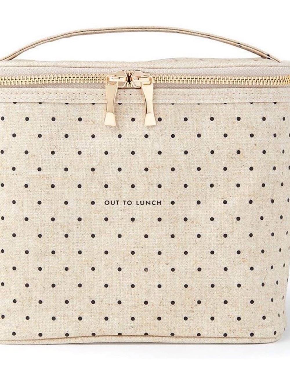 kate spade Cream Polka Dot Lunch Tote with Gold Hardware